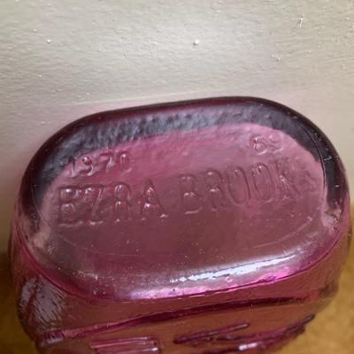 1970 Ezra Brooks Empty Purple 100 Mo Bourbon Whiskey Decanter Vintage, No Labels