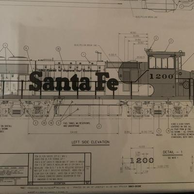 Santa Fe Train Sketch Up HP Image Framed