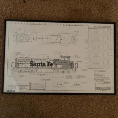 Santa Fe Train Sketch Up HP Image Framed