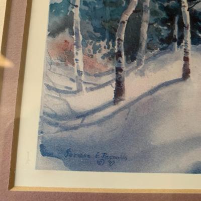 Watercolor Winter Scene print by Suzanne Reynolds