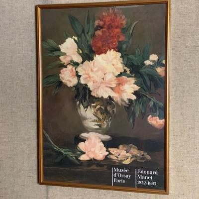 Vase Of Peonies On Pieshower Print of Oil Painting by Edouard Manet Print, 1864