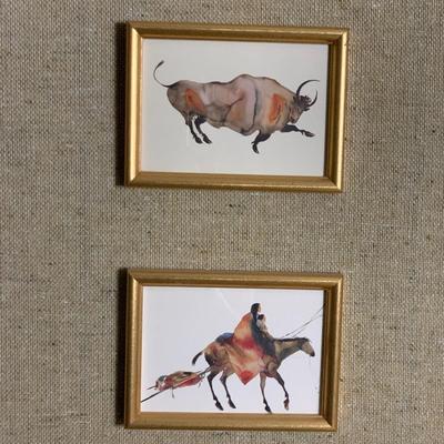 2 prints of watercolor prints framed