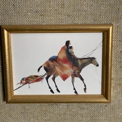 2 prints of watercolor prints framed