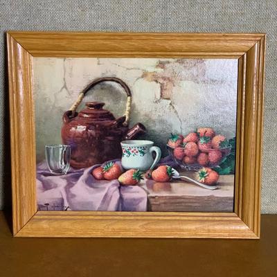 Teapot Still Life w Strawberries, Robert Chailloux, Framed