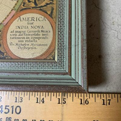 Map Of America 1620 Penn Prints New York #G365 America India In Solid Oak Vintage Frame 28 1/4" x 22 1/4" Copy