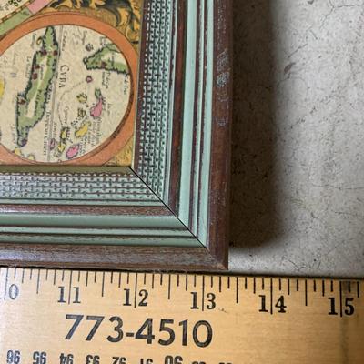 Map Of America 1620 Penn Prints New York #G365 America India In Solid Oak Vintage Frame 28 1/4" x 22 1/4" Copy