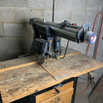 Craftsman Radial Arm Saw with Storage Cabinet with Assortment of Blades