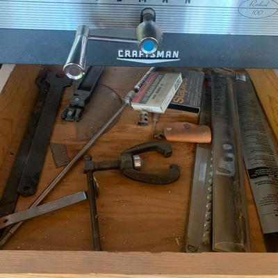 Craftsman Radial Arm Saw with Storage Cabinet with Assortment of Blades