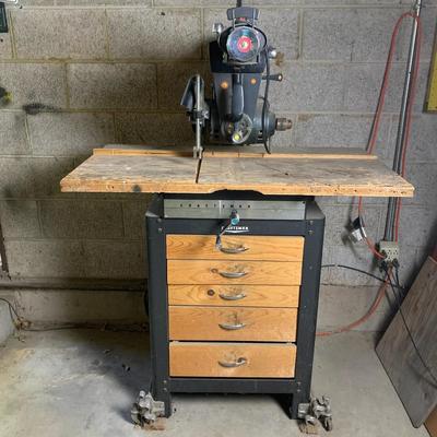 Craftsman Radial Arm Saw with Storage Cabinet with Assortment of Blades