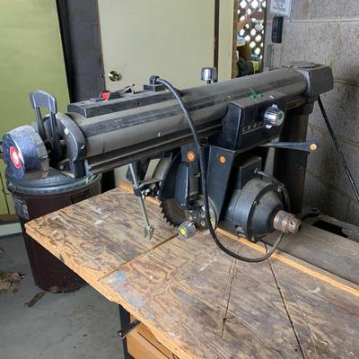 Craftsman Radial Arm Saw with Storage Cabinet with Assortment of Blades