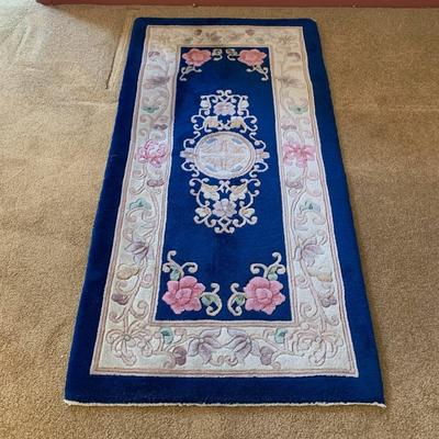 Blue Floral Art Deco Chinese Rugs Hand Knotted Floor Carpets