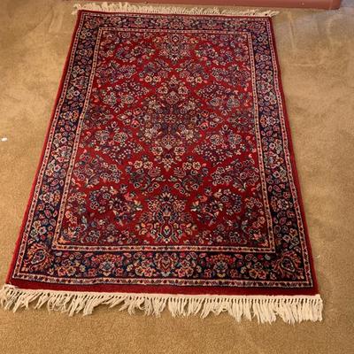 Red Sarouk Pure Virgin Wool Rug 4'x6'2