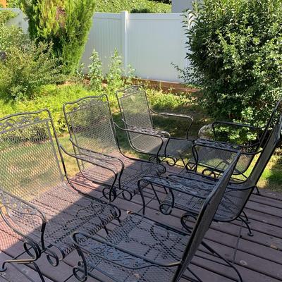 Iron Patio Table and 6 rocking chairs