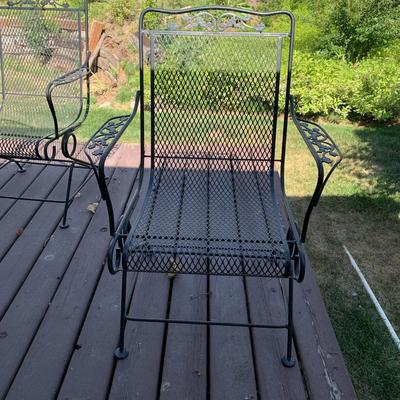 Iron Patio Table and 6 rocking chairs