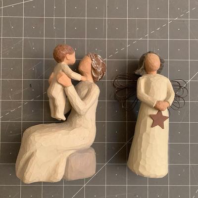 DEMDACO Willow Tree Grandmother & Willow Tree Angel of Light Figurines and shelf