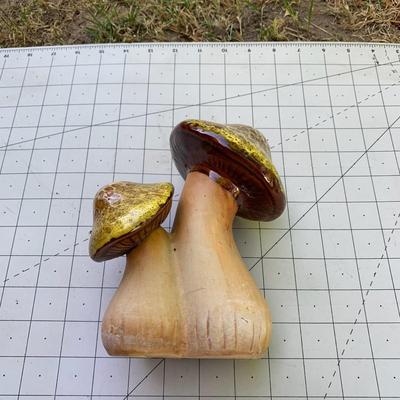 Yellow Glaze Mushrooms Sculpture Ceramic