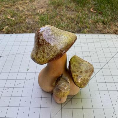 Yellow Glaze Mushrooms Sculpture Ceramic