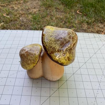 Yellow Glaze Mushrooms Sculpture Ceramic