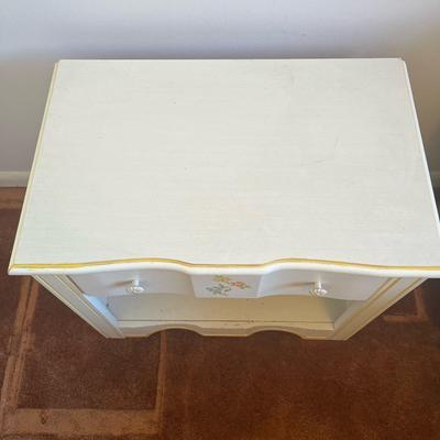 White Large Nightstand Side End Table