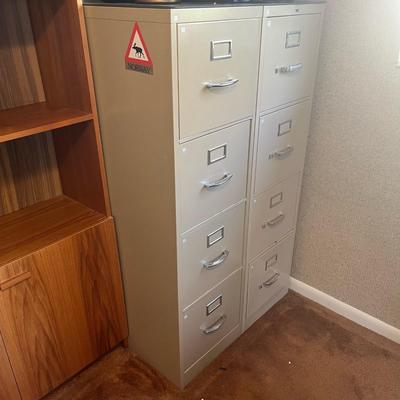 2 Cream/Tan Fire Proof File Cabinets