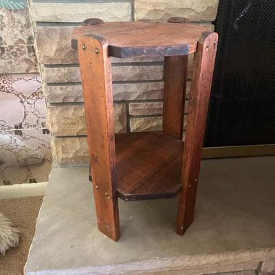 Hexagon Wood Plant Stand Side Table