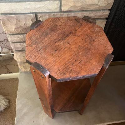 Hexagon Wood Plant Stand Side Table
