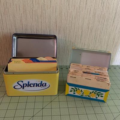 Splenda Recipe Collection in Tin Box & Recipe Box Green Yellow Blue Floral Metal
