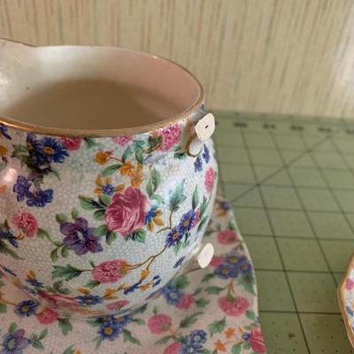 Flower Design Ceramic Tea Cup Set with Plate