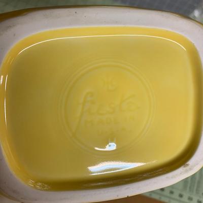 Fiesta Ware Yellow Small Juice Pitcher Bullseye Water Disc