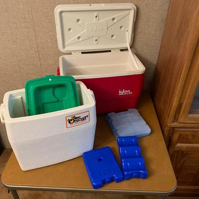 OSCAR By Coleman Cooler White w/ Green & Igloo Ice Chest Cooler Red