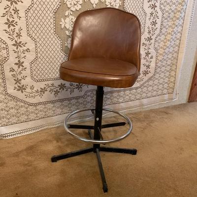 Retro Leather Bar Stool | lodge supper club furniture | mid-century high top chair