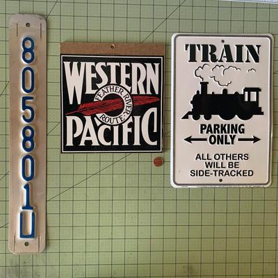 3 Railroad Metal Signs