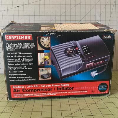 Craftsman 75116 Portable Battery Powered Air Compressor 250 PSI 12-Volt DC