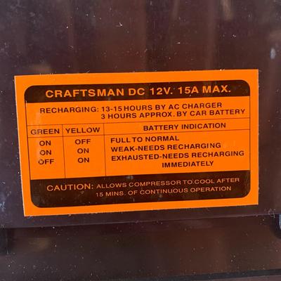 Craftsman 75116 Portable Battery Powered Air Compressor 250 PSI 12-Volt DC