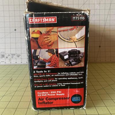 Craftsman 75116 Portable Battery Powered Air Compressor 250 PSI 12-Volt DC