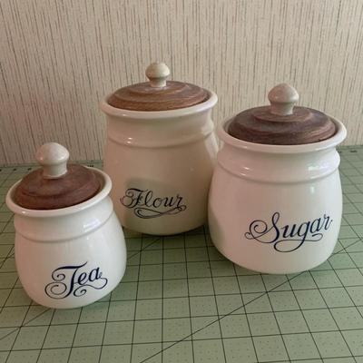 Tea Flour Sugar Kitchen Storage jars White