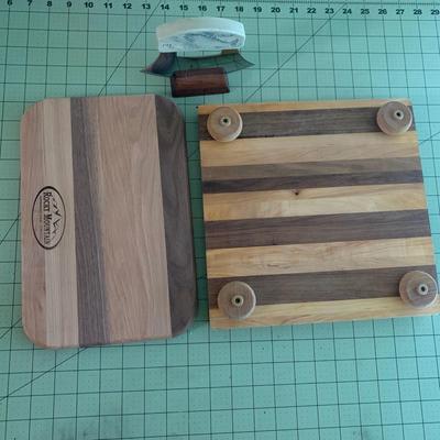 Wood cutting boards & knife