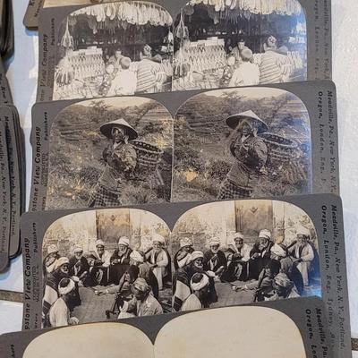 Antique Stereograph Viewer, Many Cards and Cabinet Box