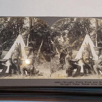 Antique Stereograph Viewer, Many Cards and Cabinet Box