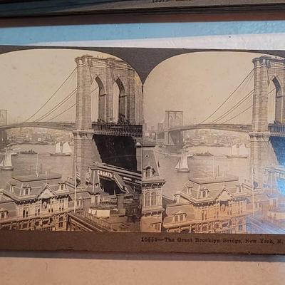 Antique Stereograph Viewer, Many Cards and Cabinet Box