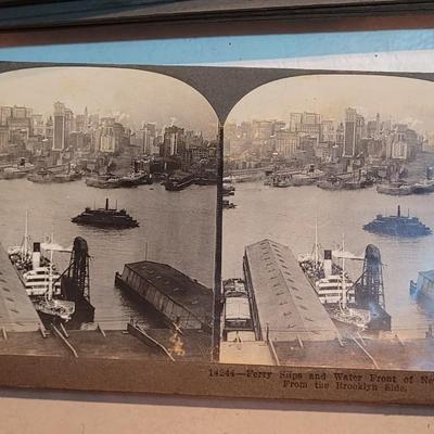 Antique Stereograph Viewer, Many Cards and Cabinet Box