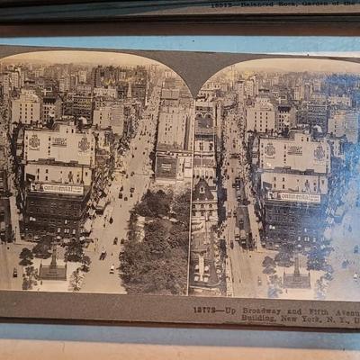 Antique Stereograph Viewer, Many Cards and Cabinet Box