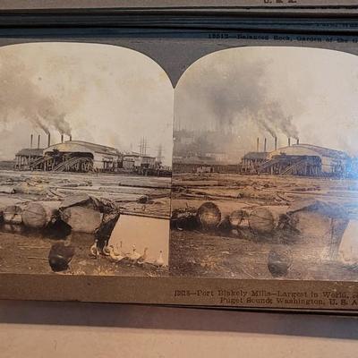 Antique Stereograph Viewer, Many Cards and Cabinet Box