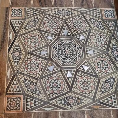 Vintage Persian Inlay Chess & Backgammon Boards With Carved Chess Pieces
