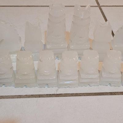 Vintage Persian Inlay Chess & Backgammon Boards With Carved Chess Pieces