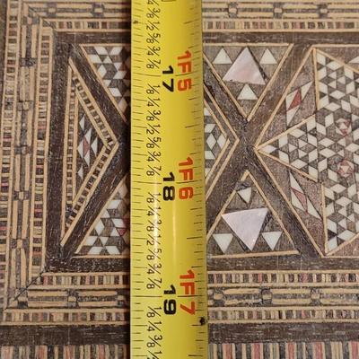 Vintage Persian Inlay Chess & Backgammon Boards With Carved Chess Pieces