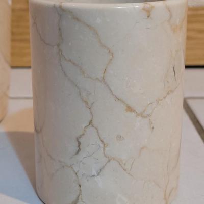 Heavy Marble Bathroom Trashcan & Cup