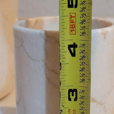 Heavy Marble Bathroom Trashcan & Cup