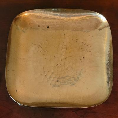 Vintage German Hammered Brass Tray
