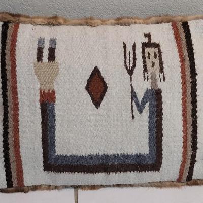 Custom Navajo Yei Rug and Real Fur Pillow